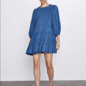 ZARA animal print dress with ruffles